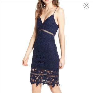 Astr Navy Lace Midi Dress